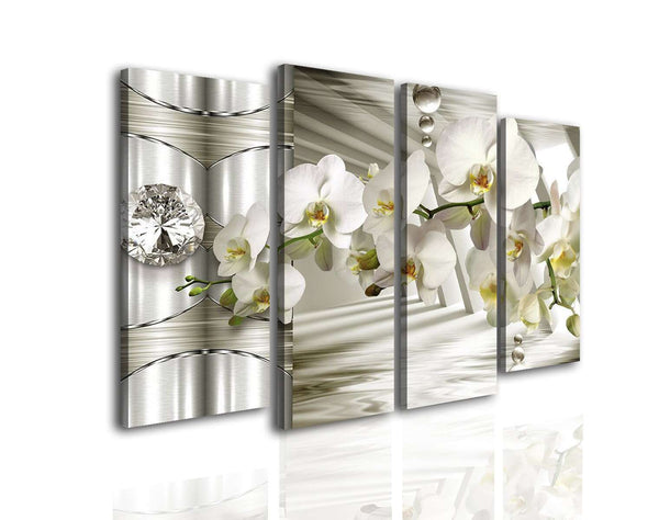 Multi Canvas Art  -  White orchid on 3D background