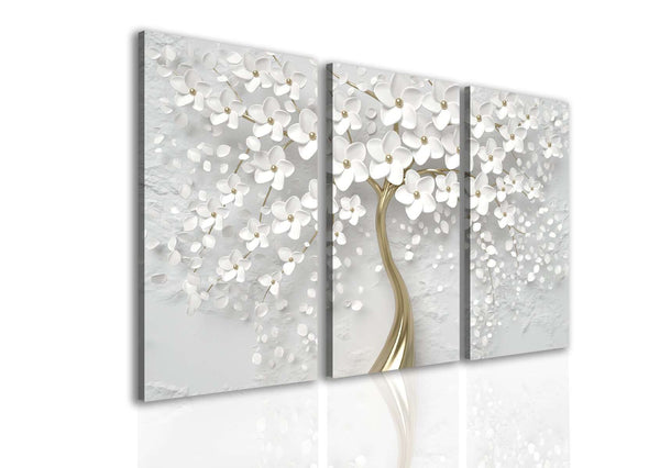 Multi Panel Wall Decor  -  White tree