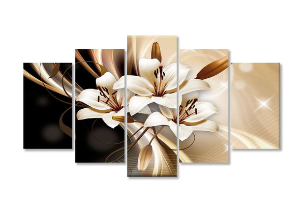 Modular picture, White flower on a chocolate background