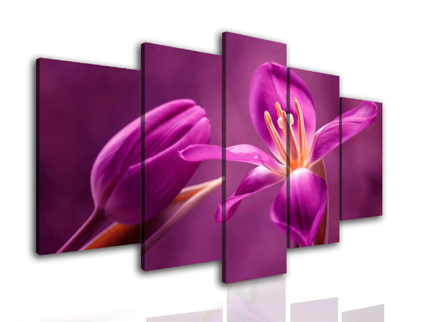 Multi Canvas Art  - Burgundy flowers