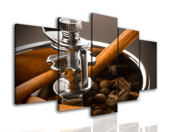 Multi Canvas Art  - Coffee grinder with coffee.