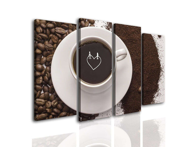 Multi Piece Wall Art  -  Coffee beans and a cup of coffee