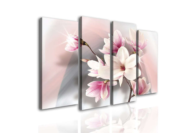 Multi Picture Canvas  -  Delicate flower on a pink background.