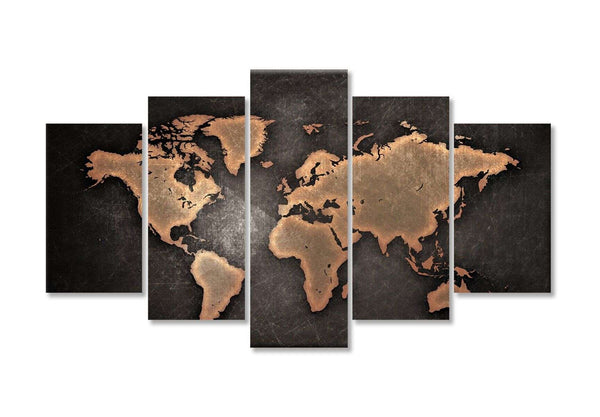 Modular picture, Political map of the world on a brown background