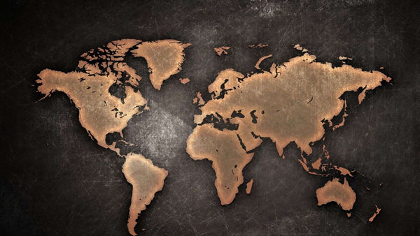 Modular picture, Political map of the world on a brown background