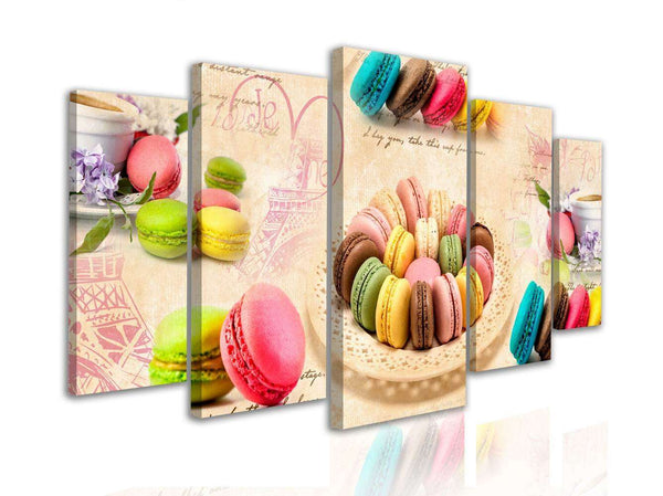 Multi Canvas Art  - Multi-colored cakes on a beige background