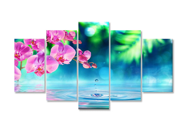 Modular picture, Pink orchid in water reflection