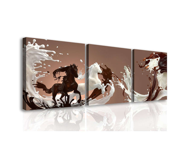 Canvas Wall Art Multi Panel  -  Chocolate horses