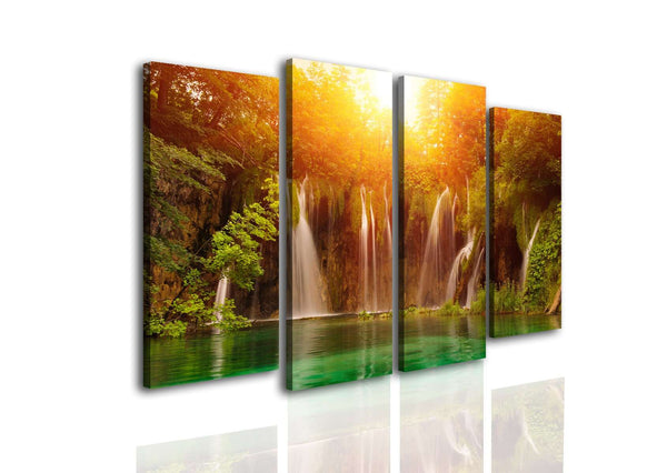 Multi Picture Canvas  -  Waterfall at sunset