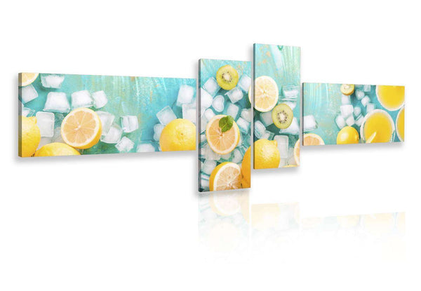 Multi Picture Canvas  -  Yellow lemons on a blue background