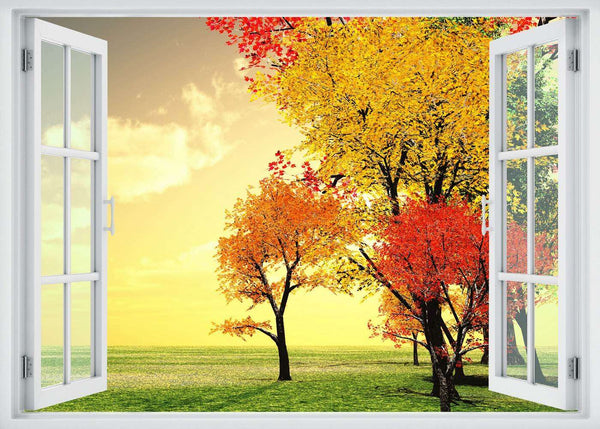 Wall sticker, 3D window with autumn collection