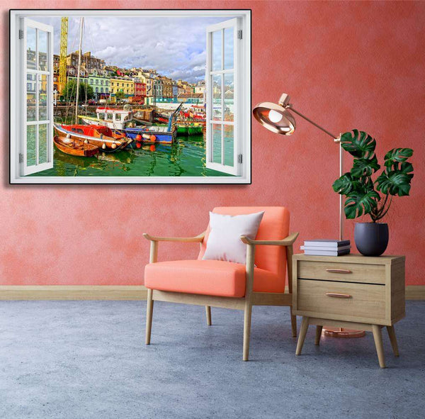 Wall sticker, 3D window with a view of Amsterdam
