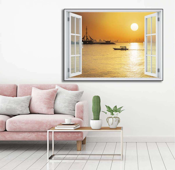 Wall Decal, Palm Beach View Window