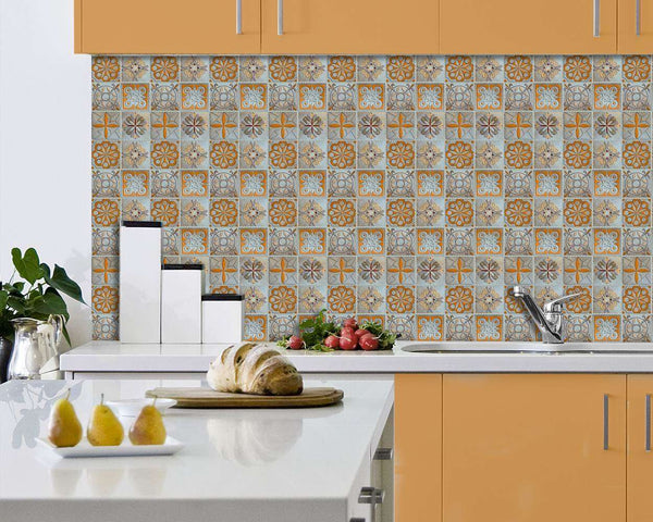 Tile with abstract bright ornaments