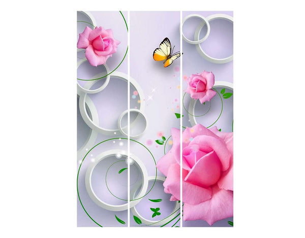 Screen, Butterflies and pink roses and white circles