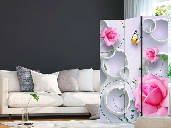 Screen, Butterflies and pink roses and white circles