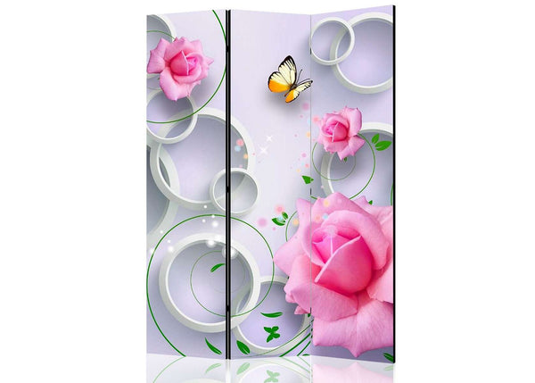 Screen, Butterflies and pink roses and white circles