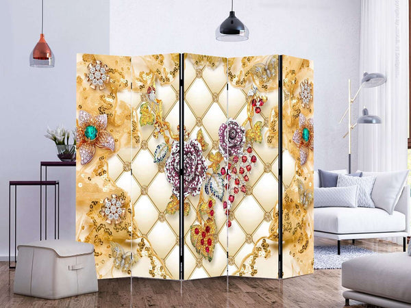 Screen, Lilac flowers with gold patterns.