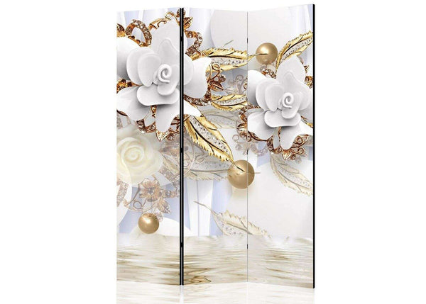 Screen, Flowers from precious stones and swans on a background of water